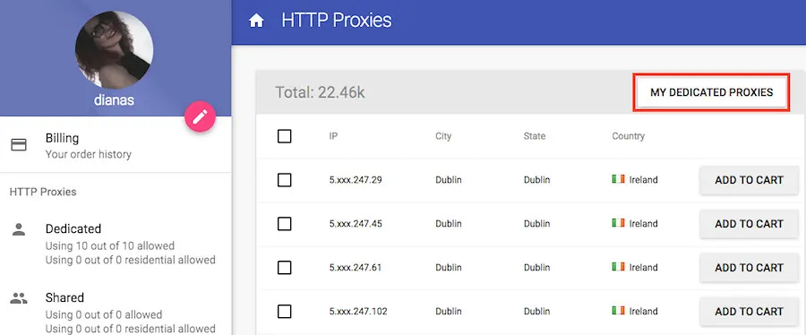 Step 3 to find your purchased proxies