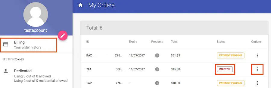 Proxy Dashboard