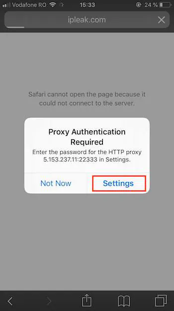 IOS Proxy Settings