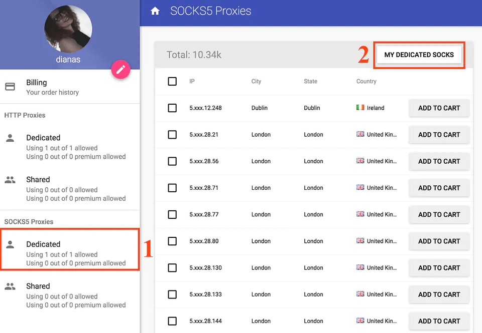 Proxy Dashboard