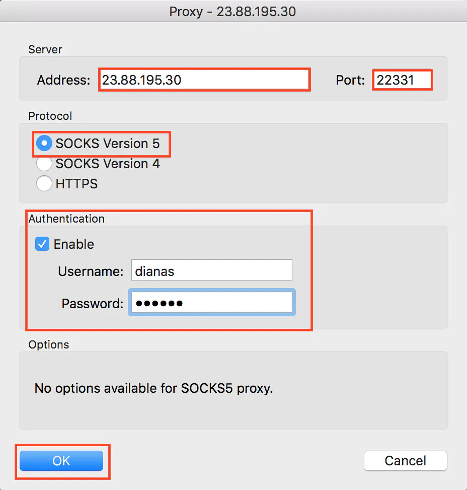 Step 4 on how to set un SOCKS5 proxies in Proxifier