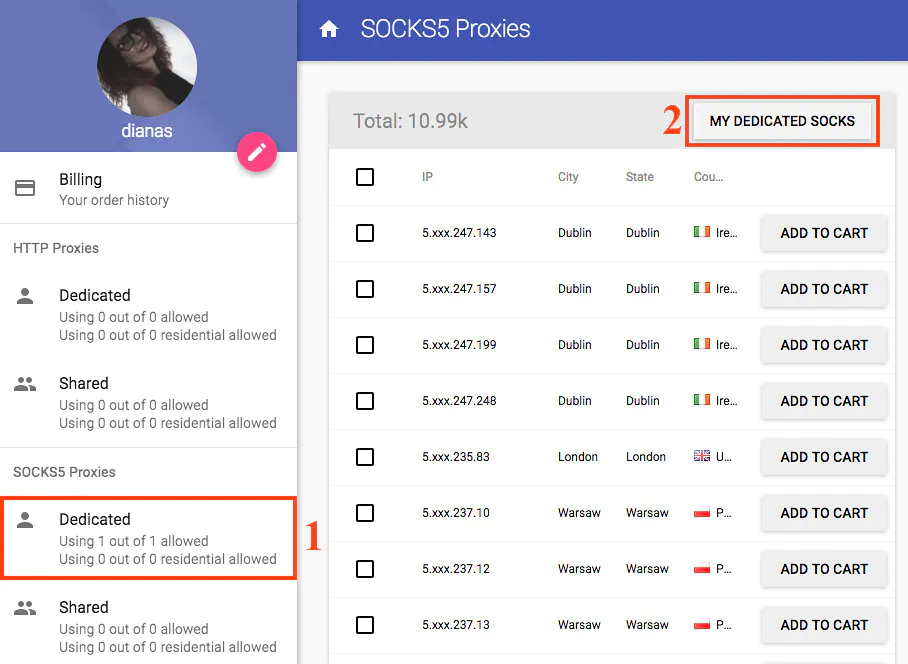 How to get the SOCKS5 proxy IP and port