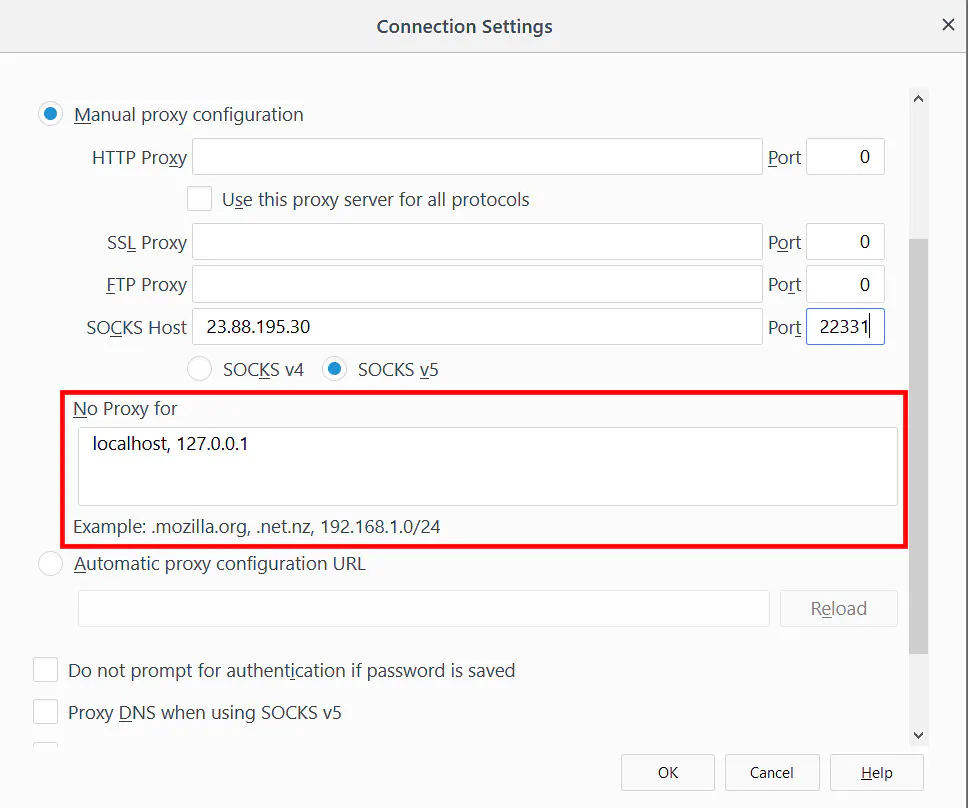 Socks5 Firefox No Proxy For Localhost